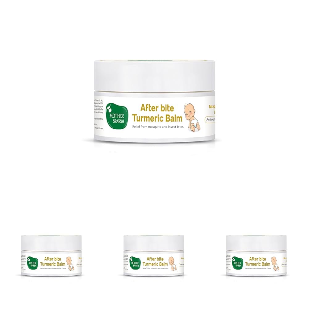 Mother Sparsh After Bite Turmeric Balm for Rashes And Mosquito Bites, 100% Ayurvedic, Gentle Skin Roll-On Formula, 25gm (Pack of 4)
