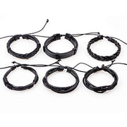 6pcs Latest Collection Genuine Leather Bracelet Wraps Casual Wear Skin Friendly Stylish Bracelets for Men Boys by Shining Diva Fashion