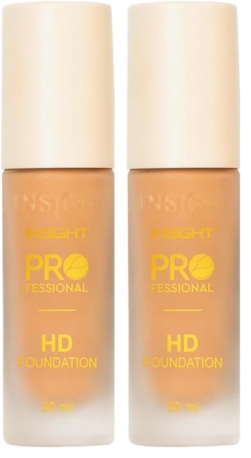 INSIGHT Professional HD Foundation - LN13 | Sheer to Medium Coverage | Long Lasting Upto 20 Hours | Lightweight, Blendable Formula | Enriched with Vitamin E, Squalene & Vitamin B5-30 ml (Pack of 2)