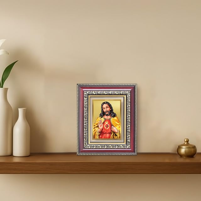 DIVINITI Jesus Christ 24K Gold Plated Foil Wall and Tabletop Photo Frame for Home Décor, Prayer Room, Luxury Gifting | DG Frame 105 S1 (16x13.5 CM)