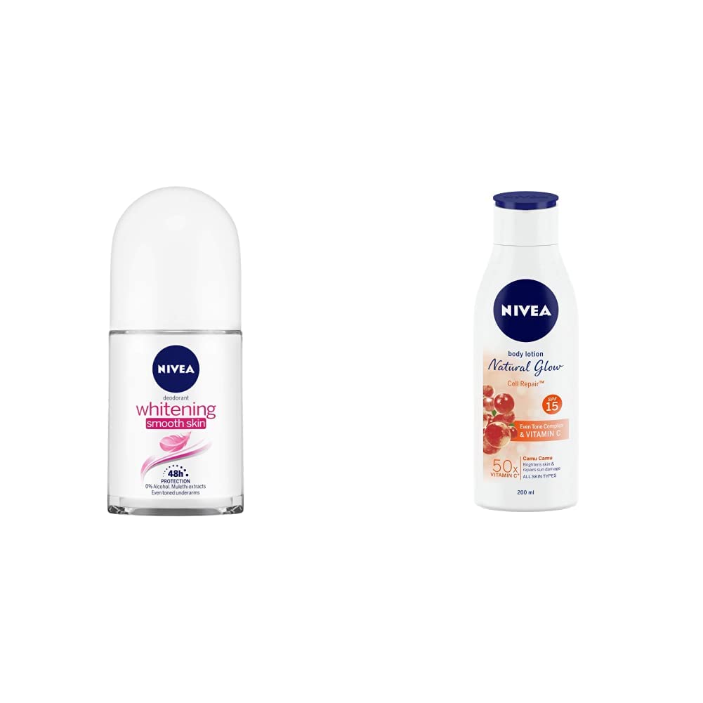 Nivea Female Fresh Scent Deodorant Roll On, Whitening Smooth Skin, 50Ml & Body Extra Whitening Body Lotion, 200Ml, Pack Of 1