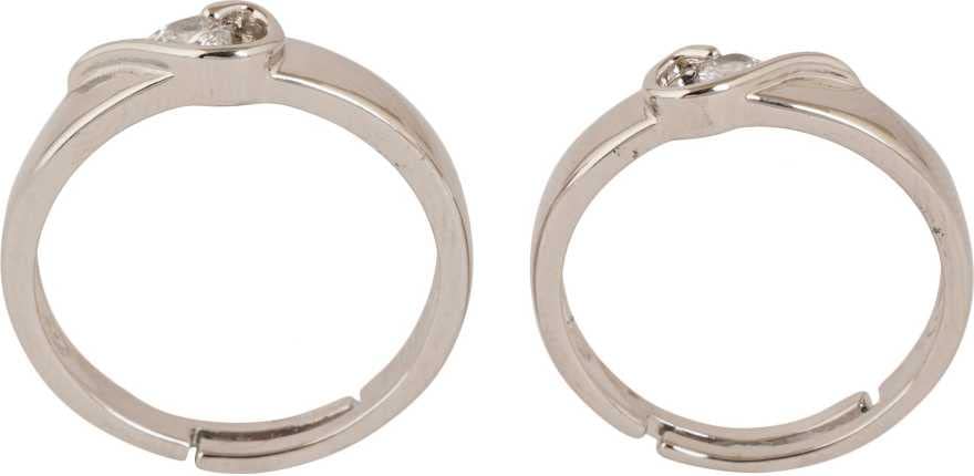 ASTRODIDI Alloy Crystal Silver Plated Ring Set | Couple Rings for Every Special Occasion Crystal Sterling Silver Plated Ring Set