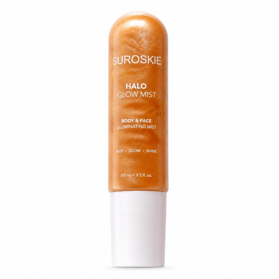 SUROSKIE Halo Glow Mist for Face and Body - Illuminating Shimmer Spray with Panthenol & Humectants for Instant Hydration and Glow (110 ml)