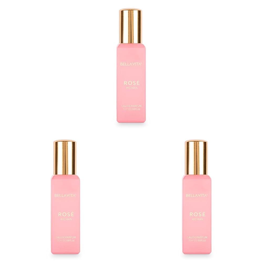 Bella Vita Luxury Rose Women Eau De Liquid Perfume For Women With Black Currant, Vanilla & Jasmine|Floral & Sweet Edp Long Lasting Fragrance Scent, 20Ml (Pack Of 3)