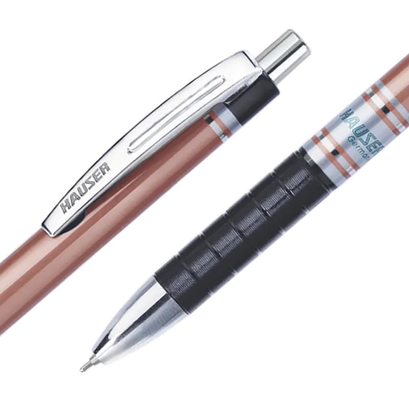 Hauser Cyclone Retractable Ball Pen Box | Low Viscosity Ink With Acu-Flow Writing System & German Technology | Durable Built With Pockatable Metal Clip | Set Of 10 Ball Pens