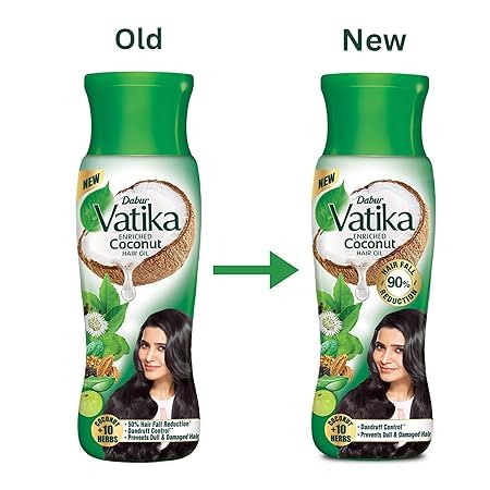 Dabur Vatika Enriched Coconut Hair Oil - 275 ml | For Strong, Thick & Shiny Hair | Controls Dandruff | Prevents Dull & Damage | Good for Scalp Health | Enriched with 10 Herbs