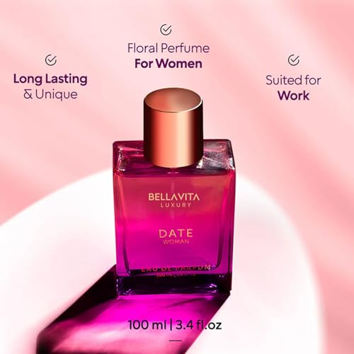 Bella Vita Luxury Glam Woman Liquid Eau De Parfum Date Woman Eau De Parfum With Pink Pepper Jasmine & Vanillapremium Long Lasting Floral & Fruity Fragrance For Women 100Ml