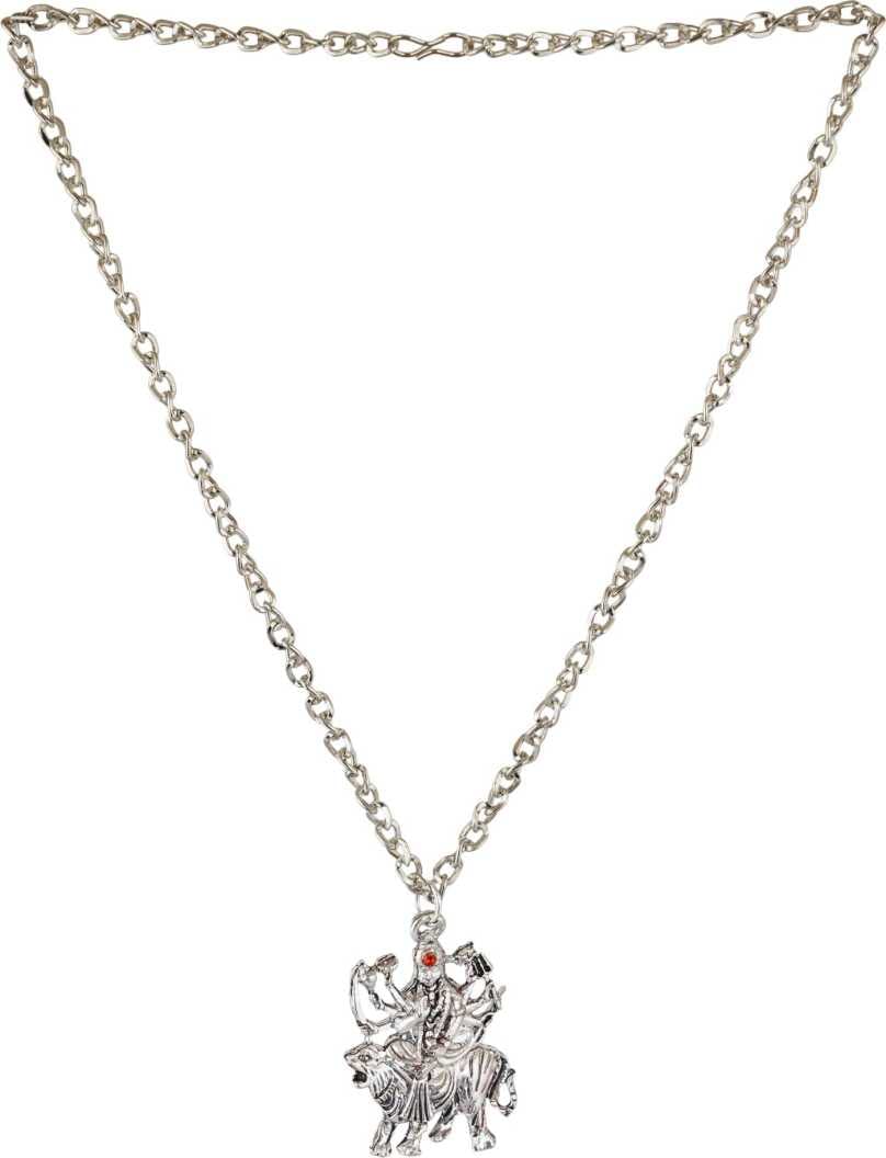 ASTRODIDI Maa Durga Sherawali Pendant with Chain Silver Color Mata Locket Goddess Powerful and Protective ppendant For Daily use for girls boy men women