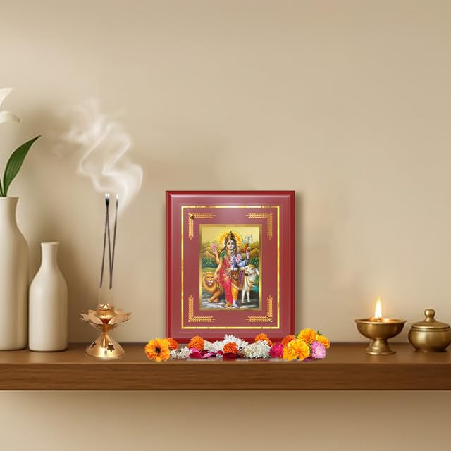 DIVINITI Ardhnarishwara | Ammaiyappan Ardhanarinateshvara Tabletop and Wall Frame in 24K Gold Plated Foil