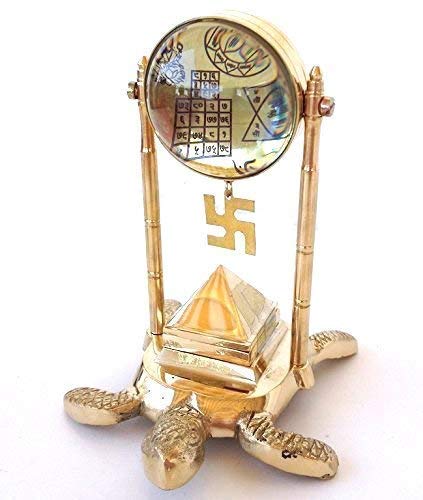 RUDRADIVINE Brass Tortoise Meru Vastu Yantra with 91 Pyramid Yantra