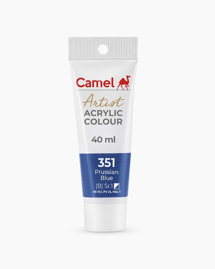 Camel Camlin Kokuyo Acrylic Tubes 40ml- Pthalo Blue, Cadmium Lemon & Black