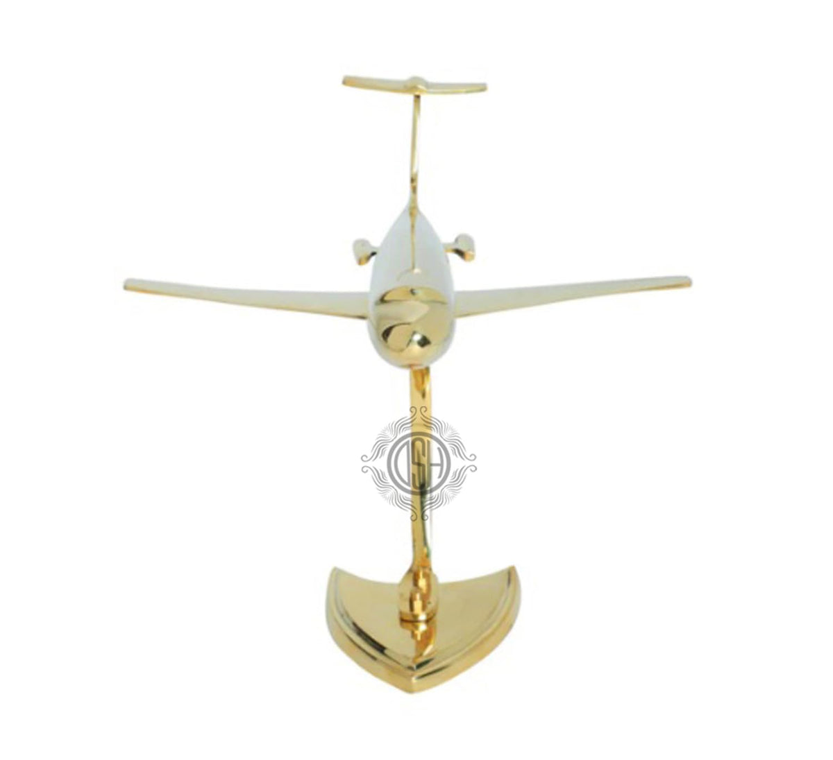 DSH Brass Antique Jet Plane On Stand, Table Top Decorative Showpiece For Home Decor & Office Table With Gold, Glossy And Shiny Finish (Medium), 15.2 Centimeters, 12.7 CM