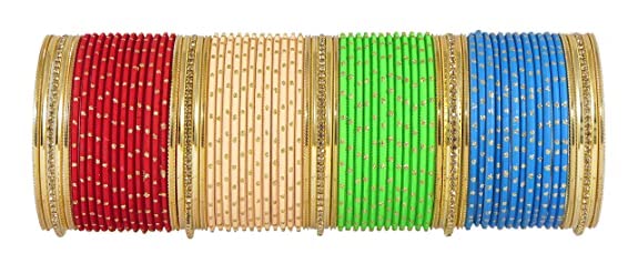 NMII Non-Precious Metal and Studded with Zircon Gemstone and Glossy Finished Bangle set for Women and Girls
