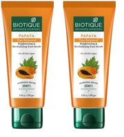 Biotique Papaya Tan Removal Brightening & Revitalizing Face Scrub | Gentle Exfoliation | Smooth and Clear Complexation | 100% Botanical Extracts| Suitable for All Skin Types | 100g (Pack of 2)