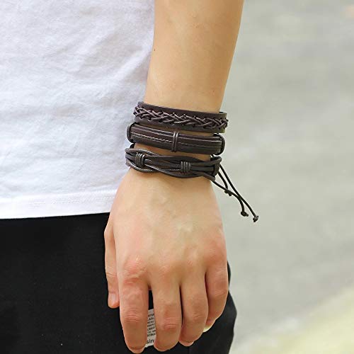 6pcs Latest Collection Genuine Leather Bracelet Wraps Casual Wear Skin Friendly Stylish Bracelets for Men Boys by Shining Diva Fashion