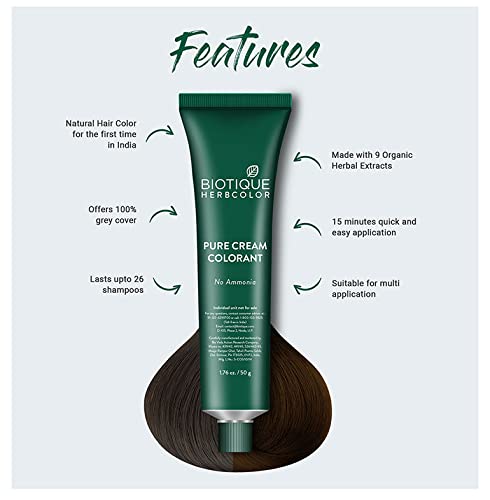 Biotique Bio Herbcolor 1N Natural Black, 50 g + 110 ml, Bio Herbcolor 3N Darkest Brown, 50 g + 110 ml and Bio Herbcolor 4N Brown, 50 g + 110 ml (Pack of 3)