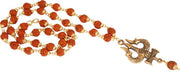 ASTRODIDI Lord Shiva Trishul Damru Pendant Locket With Golden Brass Cap Puchmukhi Rudraksha Beads Chain | Spiritual Shiv Shankar Mala for Men and Women