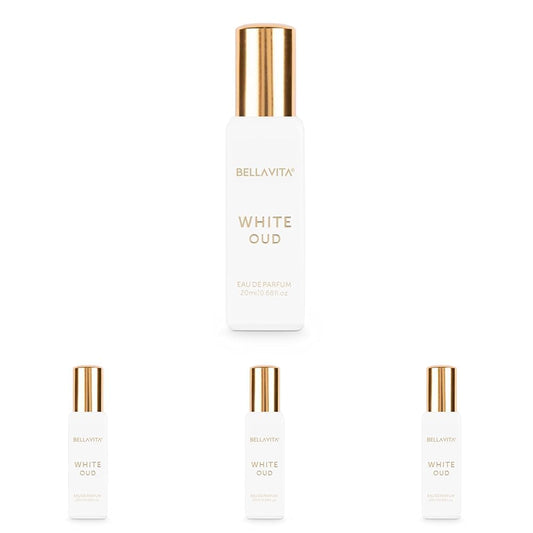 Bella Vita Luxury White Oud Unisex Eau De Liquid Perfume With Orange,Patchouli,Musk|Premium, Long Lasting Oud & Fruity Fragrance For Unisex, 20Ml (Pack Of 4)
