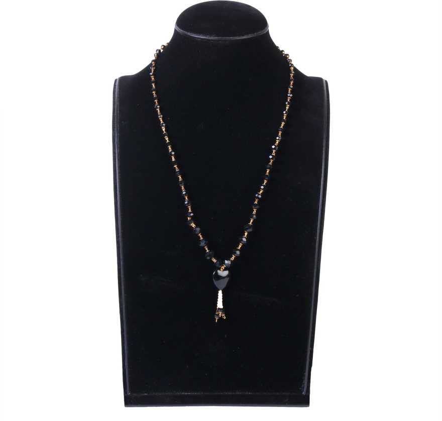 ASTRODIDI Designer Heart Shape Pendant Locket Black Beads and Golden Clamp Fashionable Locket For Girl and Women