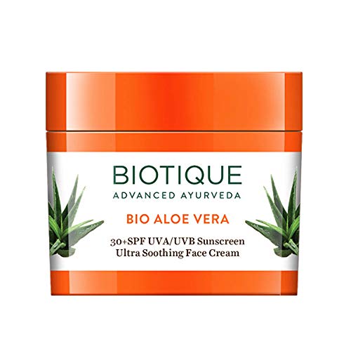 Biotique Sun Shield Aloe vera 30+ SPF UVB Sunscreen Ultra Protectective Face Cream, 50g.