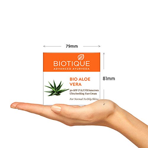 Biotique Sun Shield Aloe vera 30+ SPF UVB Sunscreen Ultra Protectective Face Cream, 50g.
