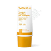 WishCare Vitamin C Pure Glow Milk Sunscreen with SPF 50 PA++++ In-Vivo Tested | Glowing Skin with Broad Spectrum Protection | Ultra Lightweight, Oil Free & No White Cast | For All Skin Types | 30ml