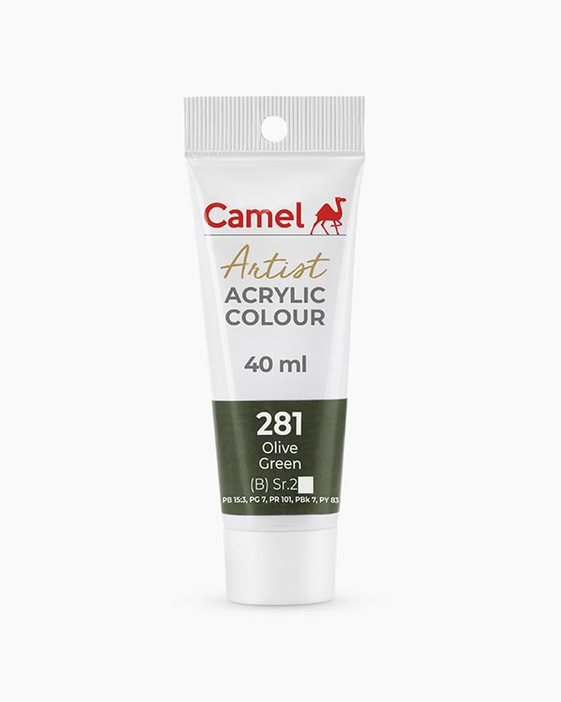 Camel Camlin Kokuyo Acrylic Tubes 40ml- Olive Green, Prussian Blue & Crimson Lake