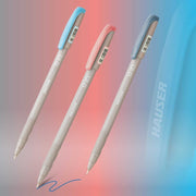 Hauser Q10 Ball Pen Pack | Trendy Durable Plastic Clip | Comfortable Rubber Grip For Smudge Free Writing | Attractive Solid Grey Body | Low-Viscosity Ink | Blue Ink, Set Of 10 x 4 Pack