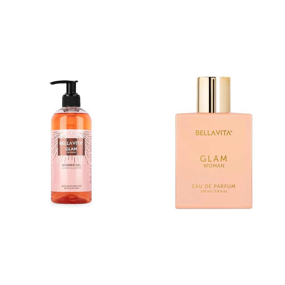 Bella Vita Luxury Glam Woman Body Wash Refreshing Shower Gel for Deep Cleansing Hydrating Moisturising Softer & Smoother Skin with Aloe Vera 500 ml GLAM Woman Eau De Parfum