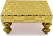 SHINDE EXPORTS Wooden Meenakari Bajot Velvet chowki for Idols and Pooja Articles (Multicolour)
