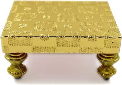 SHINDE EXPORTS Wooden Meenakari Bajot Velvet chowki for Idols and Pooja Articles (Multicolour)