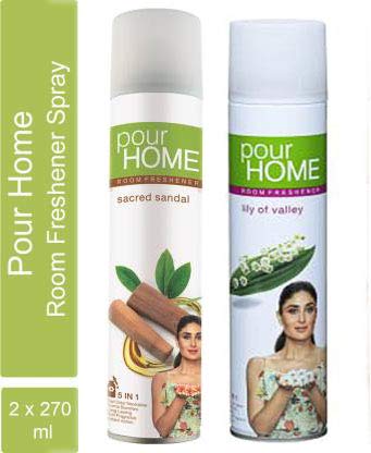 Pour Home Room Freshener Sacred Sandal + Lily of Valley 270 Ml (Pack of 2) Spray