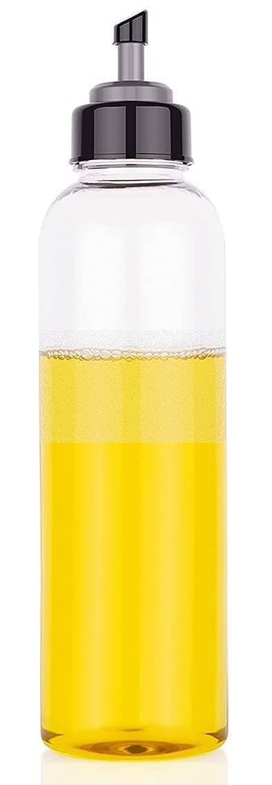 E-COSMOS® Food-Grade Plastic 1 litres Oil Dispenser for Cooking, Easy Flow Oil and Vinegar Bottle, Oil Pourer, Liquid Dispenser, Transparent, Unbreakable, Medium