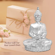 DIVINITI Buddha Idol for Home Decor Showpiece 999 Silver Plated Statue of Buddha Meditation Ji Murti for Puja Room, Festival Gift Lord Figurine Peace & Positivity (8 X 6 CM)