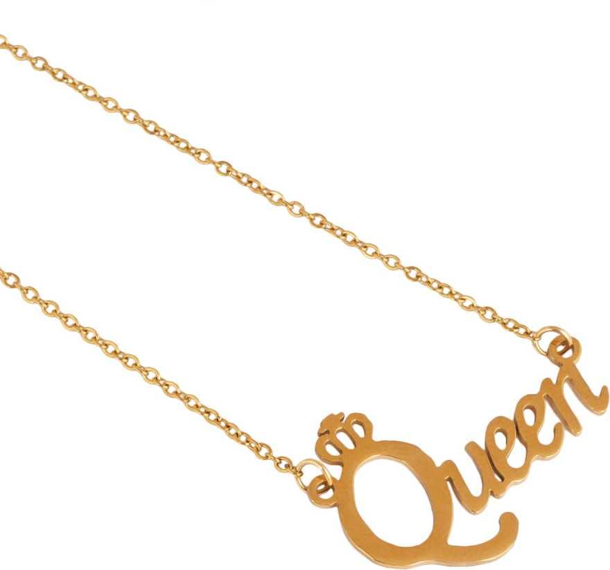ASTRODIDI Fancy Stylish Queen Letter Locket With Chain Gold-plated Stainless Steel Pendants Locket