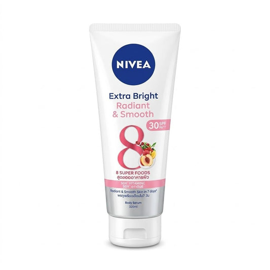 NIVEA Extra Bright Radiant Smooth Body Serum SPF30 PA+++ 320ml Body Lotion for Glowing Skin Skin Brightening Moisturizer for Women and Men Sun Protection Lightweight Fast Absorbing Daily Use Body Care