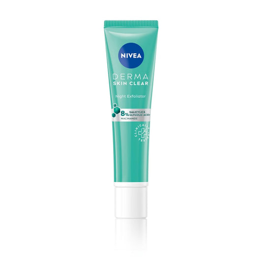 NIVEA Derma Skin Clear Chemical Face Exfoliator with Salicylic Acid, Glycolic Acid & Niacinamide for Acne, Pimples, Blackheads, Acne Marks, Blemish Control, Pore Refining, Clear Skin, Oily Skin, 40 ml