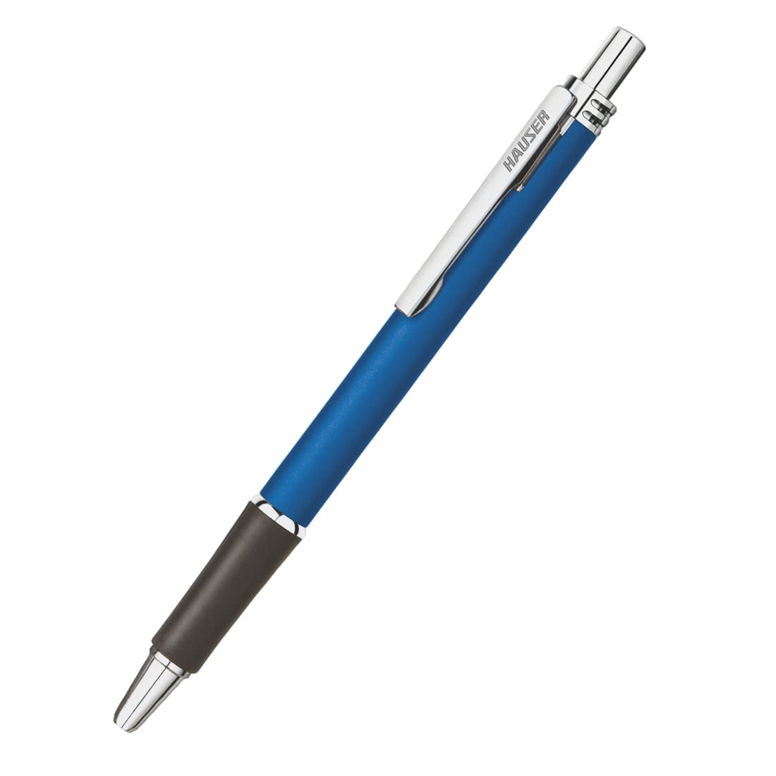 Hauser Trent Retractable Ball Pen Box Pack | 0.7 mm Tip Size | Slim Clip Design With Chrome Plated Body | Comfortable Grip & Smudge Free Writing | Refillable Ball Pen | Blue Ink, Pack of 3
