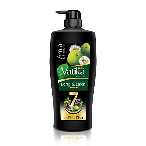 Dabur Vatika Long & Black Shampoo - 640 ml | With Amla & Bhringraj | For Shiny, Long & Black Hair | No Added Parabens | Provides Gentle Cleansing, Conditioning & Nourishment to Hair