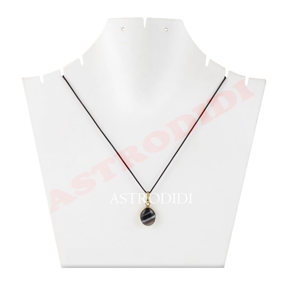ASTRODIDI Black Sulemani Hakik Stone Pendant in Panchdhatu with Lab Certificate for Men and Women Also Known as Aqeeq, Black Akik, Kala Haqiq Agate Gemstone