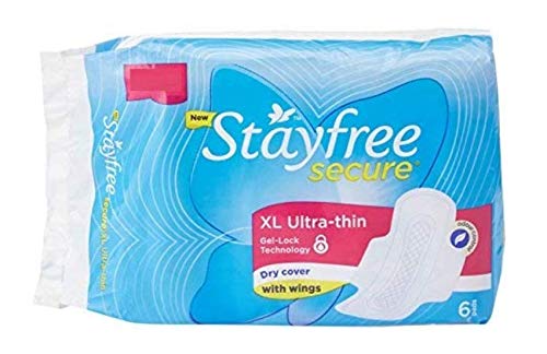 Stayfree Secure XL Ultra Thin Sanitary napkins with Wings, 6 Count [Pack of 3]