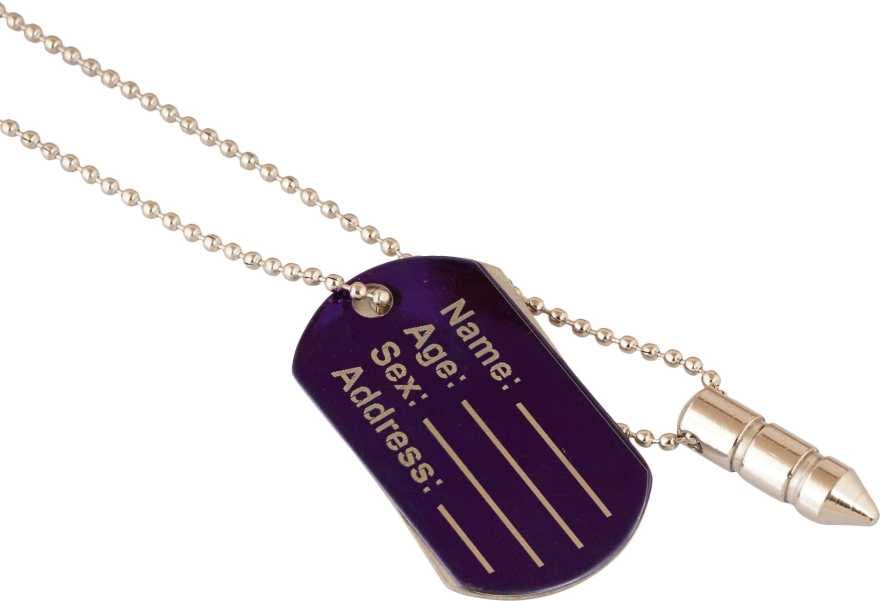 ASTRODIDI Bullet Shape and Metal Name Plate Pendant with Chain Mala for Boys Girls Mens & Women