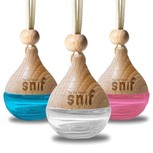 The Old Natural Car Perfume With Essential Oils | Car Perfume Diffuser With Wooden Lid | Car Fresheners Long Lasting | (White Oudh + Plum Rose + Blue Water) (Pack of 3)