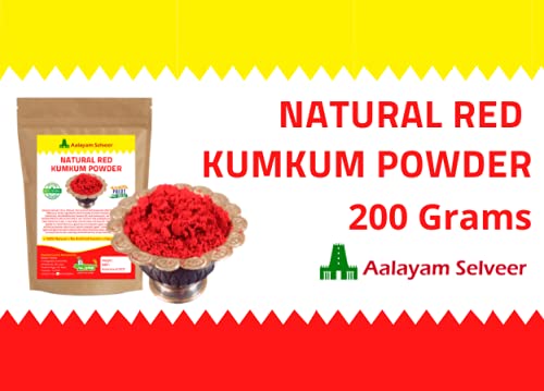 Aalayam Selveer Pure Natural Traditional Non Scented Kumkum (Kungumam) Red Color - 200G - Powder