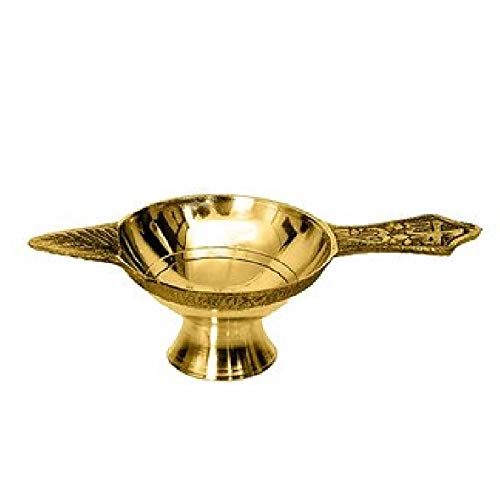 ASTRODIDI Brass Table Diya Pital Jyot Diva (Golden, Small)