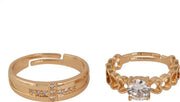 ASTRODIDI Couple Ring Appealing Rose-Gold Plated Zircon Couple Adjustable Rings Gold Plated Ring Set For Unisex-Adult