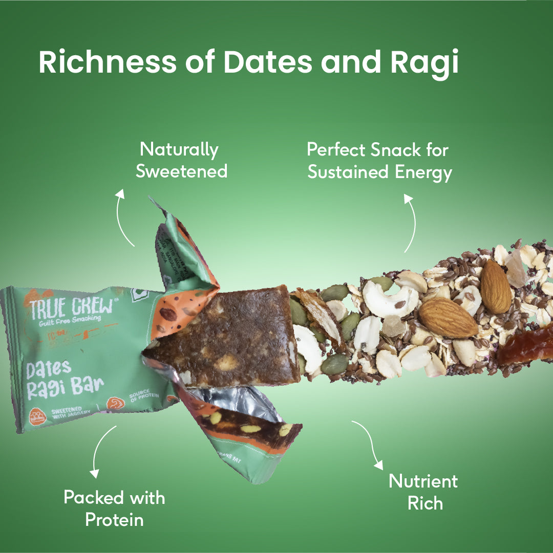 Sri Sri Tattva TRUE CREW - Dates Ragi Bar, 25 g Each (Pack of 10)
