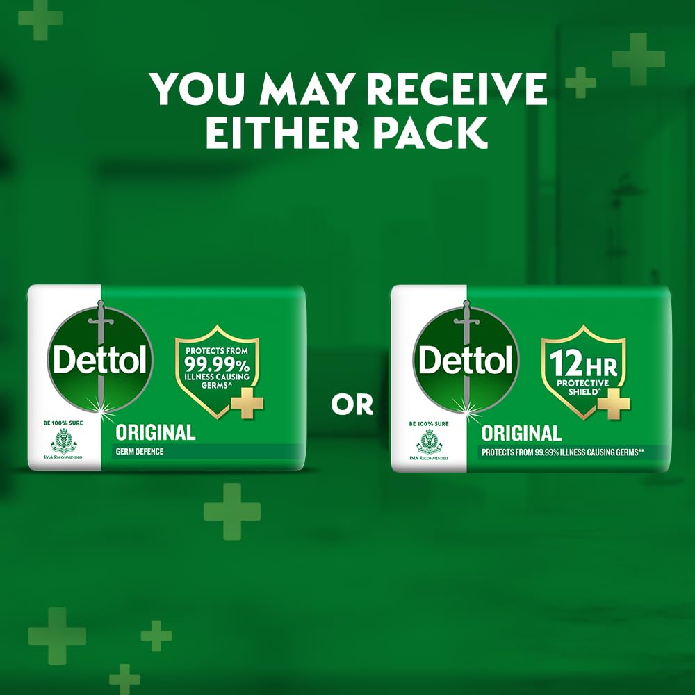Dettol Original Bathing Soap Bar with 12hr Germ protection (1000gm) | Kills 99.99% Germs, 125g (Pack of 8)