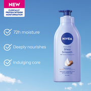 NIVEA Shea Smooth Body Lotion | Hyaluronic Acid & Shea Butter & Deep Nourish Serum Moisturizer | Lightweight Non-Greasy Body Cream | Body Moisturiser for 72H Hydration for Dry Skin | - 600ml