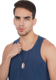 ASTRODIDI 3 Colour Tone Flat Blade Design Chain Pendant Locket Chain for Men and Boys